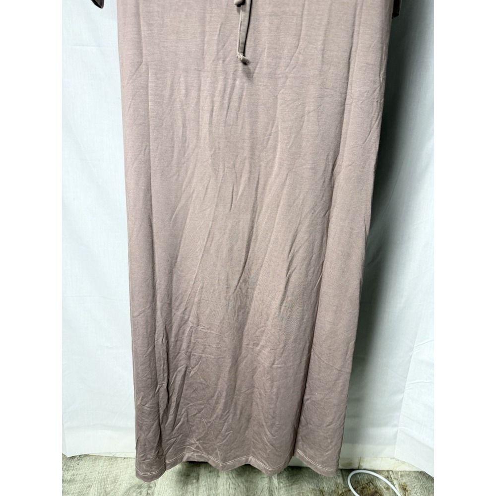 Veiled New York Essential Bamboo Jersey Maxi Dress Deep Taupe S 56" Tie Back - Picture 11 of 15